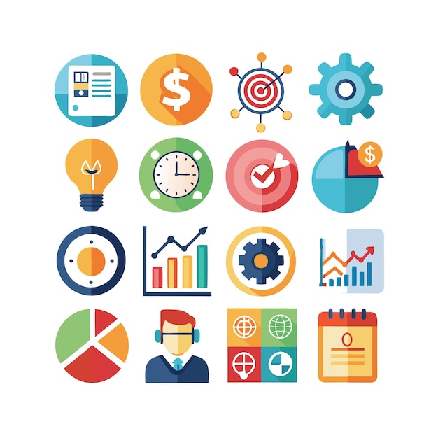 Colección de iconos de negocios y finanzas Ilustración vectorial para documentos, sitios web y aplicaciones