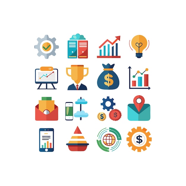Colección de iconos de negocios y finanzas Ilustración vectorial para documentos, sitios web y aplicaciones