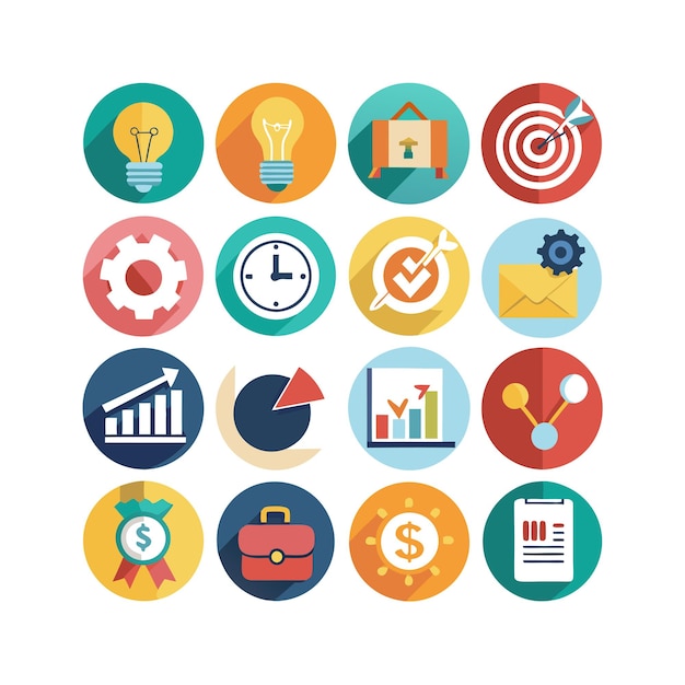 Colección de iconos de negocios y finanzas Ilustración vectorial para documentos, sitios web y aplicaciones