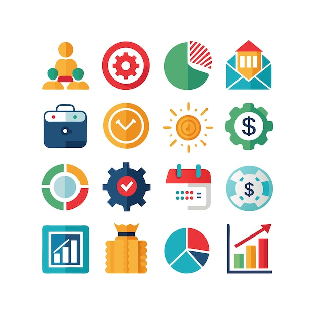 Colección de iconos de negocios y finanzas Ilustración vectorial para documentos, sitios web y aplicaciones