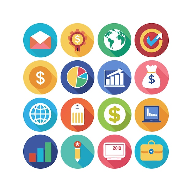 Colección de iconos de negocios y finanzas Ilustración vectorial para documentos, sitios web y aplicaciones