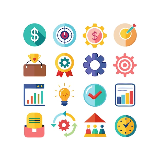 Colección de iconos de negocios y finanzas Ilustración vectorial para documentos, sitios web y aplicaciones