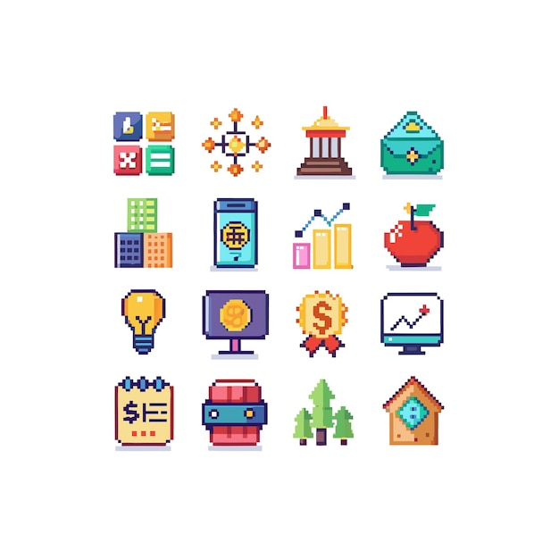 Colección de iconos de negocios y finanzas Ilustración vectorial para documentos, sitios web y aplicaciones