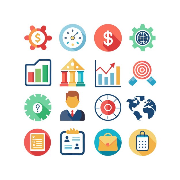 Colección de iconos de negocios y finanzas Ilustración vectorial para documentos, sitios web y aplicaciones