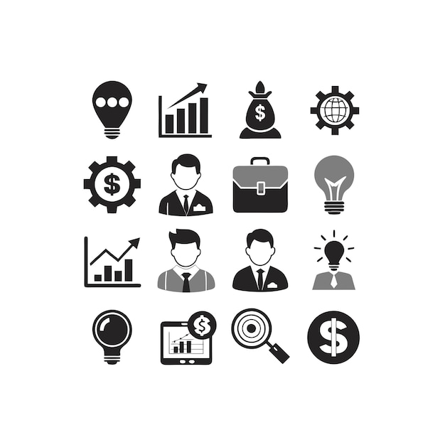 Colección de iconos de negocios y finanzas Ilustración vectorial para documentos, sitios web y aplicaciones