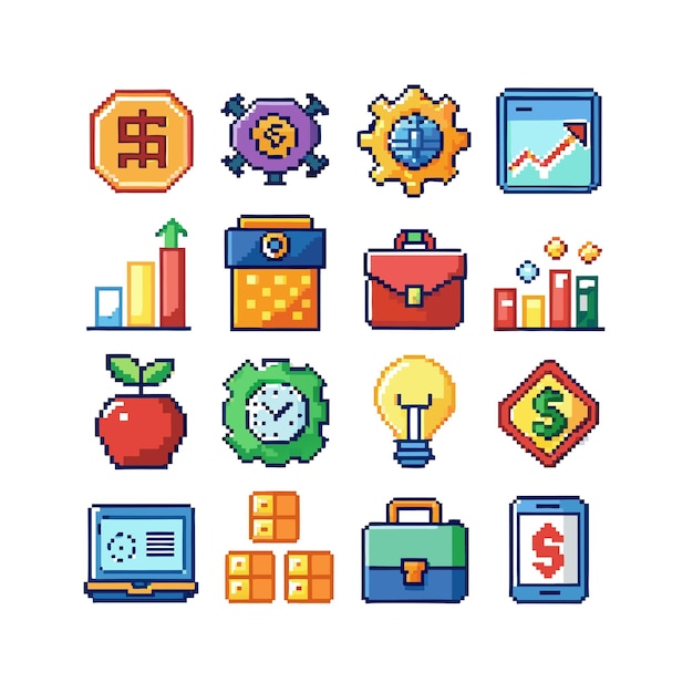 Colección de iconos de negocios y finanzas Ilustración vectorial para documentos, sitios web y aplicaciones