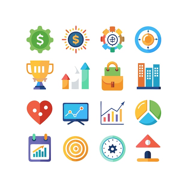 Colección de iconos de negocios y finanzas Ilustración vectorial para documentos, sitios web y aplicaciones