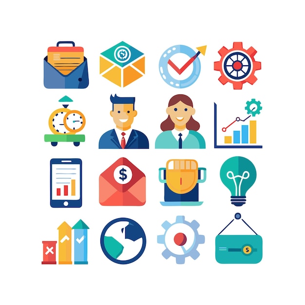 Colección de iconos de negocios y finanzas Ilustración vectorial para documentos, sitios web y aplicaciones
