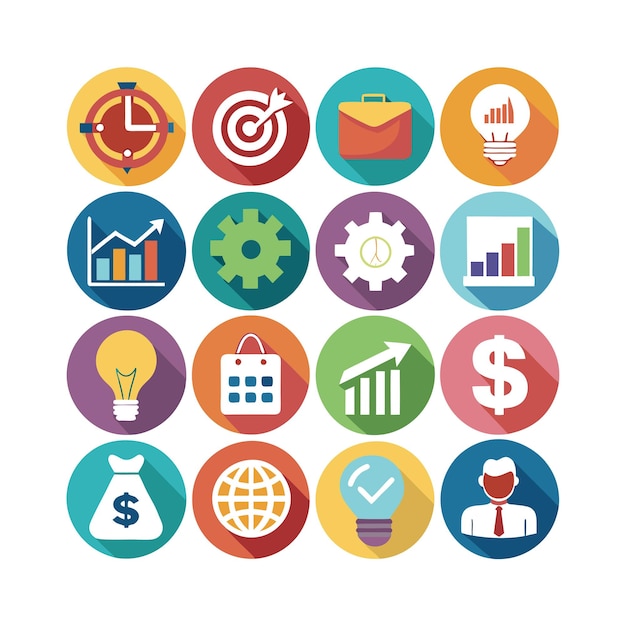 Colección de iconos de negocios y finanzas Ilustración vectorial para documentos, sitios web y aplicaciones
