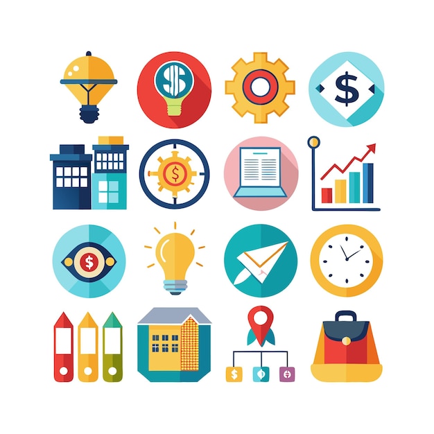 Colección de iconos de negocios y finanzas Ilustración vectorial para documentos, sitios web y aplicaciones