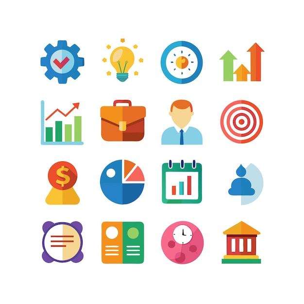 Colección de iconos de negocios y finanzas Ilustración vectorial para documentos, sitios web y aplicaciones
