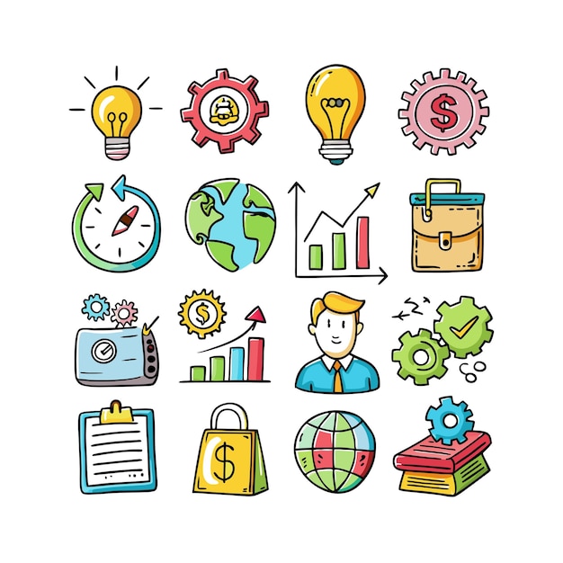 Colección de iconos de negocios y finanzas Ilustración vectorial para documentos, sitios web y aplicaciones