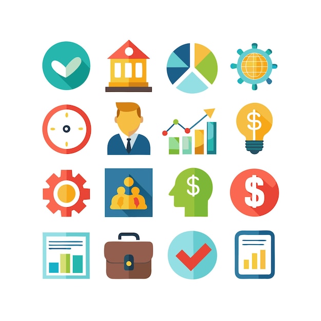 Colección de iconos de negocios y finanzas Ilustración vectorial para documentos, sitios web y aplicaciones