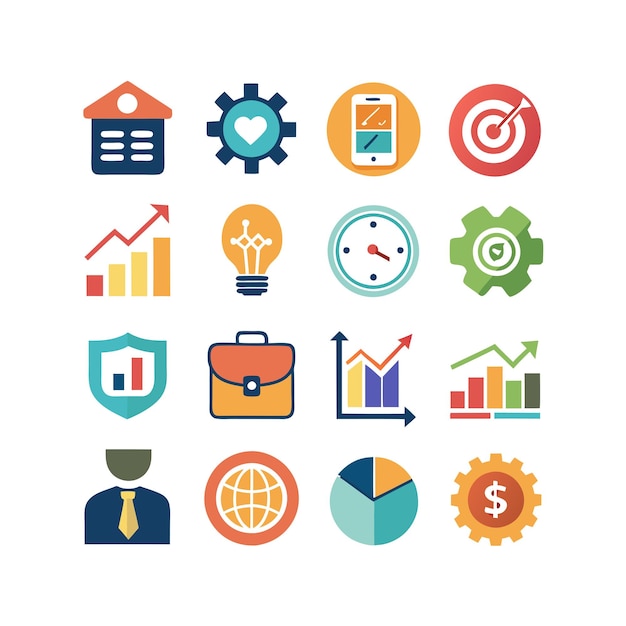 Colección de iconos de negocios y finanzas Ilustración vectorial para documentos, sitios web y aplicaciones