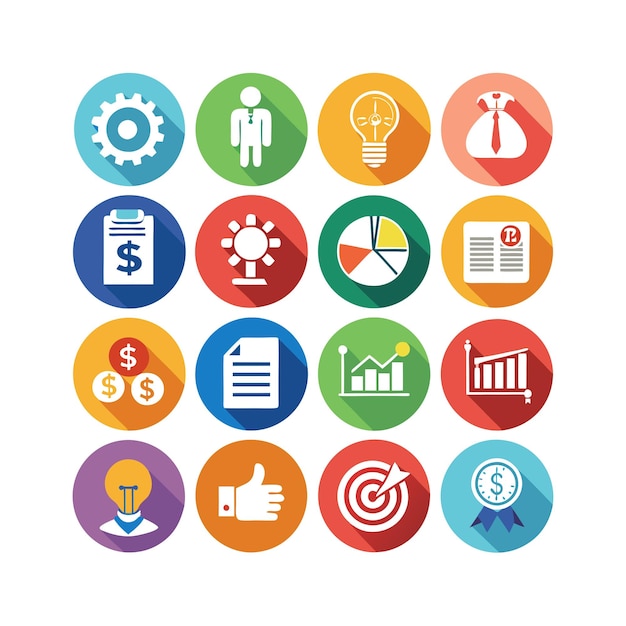 Colección de iconos de negocios y finanzas Ilustración vectorial para documentos, sitios web y aplicaciones