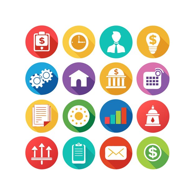 Colección de iconos de negocios y finanzas Ilustración vectorial para documentos, sitios web y aplicaciones