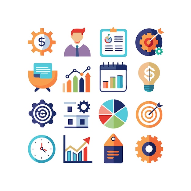 Colección de iconos de negocios y finanzas Ilustración vectorial para documentos, sitios web y aplicaciones