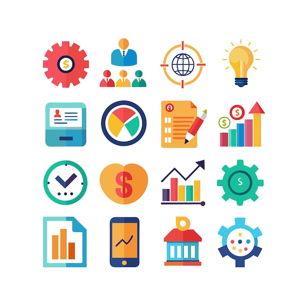 Colección de iconos de negocios y finanzas Ilustración vectorial para documentos, sitios web y aplicaciones