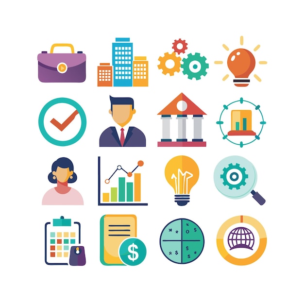 Colección de iconos de negocios y finanzas Ilustración vectorial para documentos, sitios web y aplicaciones