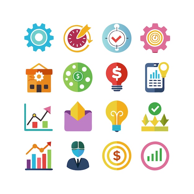 Colección de iconos de negocios y finanzas Ilustración vectorial para documentos, sitios web y aplicaciones