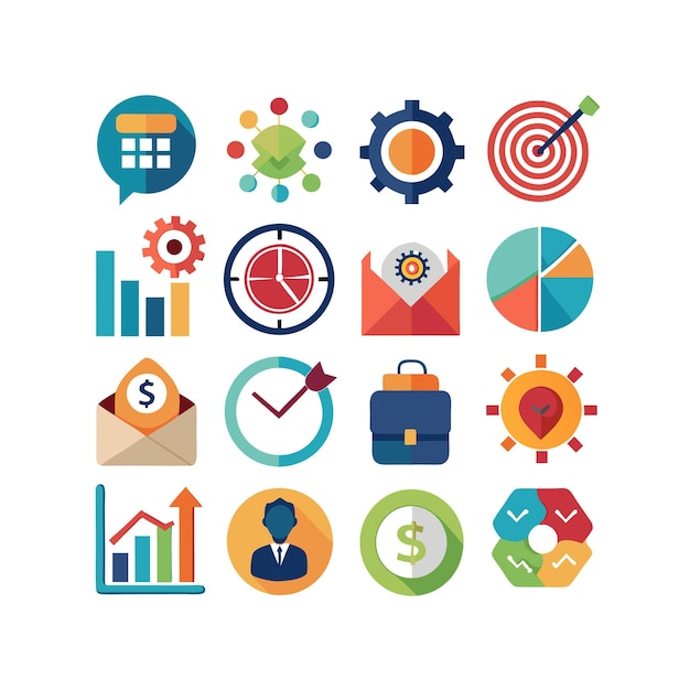 Colección de iconos de negocios y finanzas Ilustración vectorial para documentos, sitios web y aplicaciones