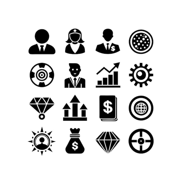Colección de iconos de negocios y finanzas Ilustración vectorial para documentos, sitios web y aplicaciones