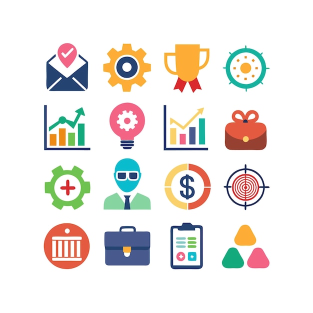 Colección de iconos de negocios y finanzas Ilustración vectorial para documentos, sitios web y aplicaciones
