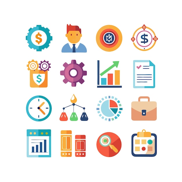 Colección de iconos de negocios y finanzas Ilustración vectorial para documentos, sitios web y aplicaciones