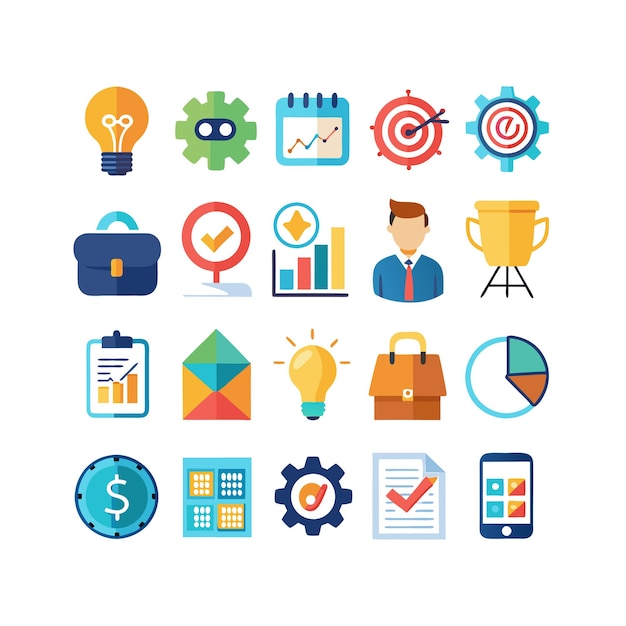 Colección de iconos de negocios y finanzas Ilustración vectorial para documentos, sitios web y aplicaciones