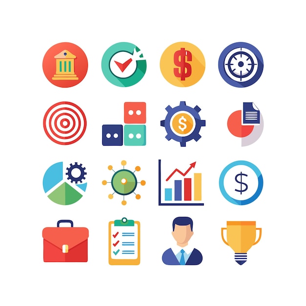 Colección de iconos de negocios y finanzas Ilustración vectorial para documentos, sitios web y aplicaciones