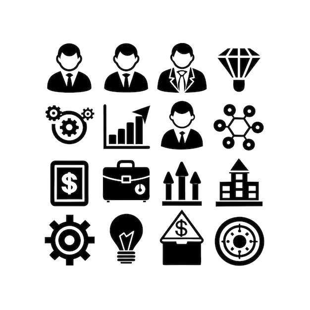 Colección de iconos de negocios y finanzas Ilustración vectorial para documentos, sitios web y aplicaciones