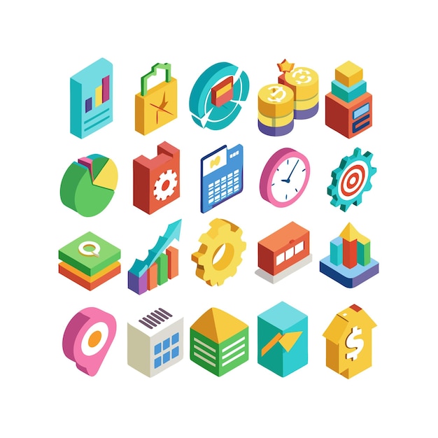 Colección de iconos de negocios y finanzas Ilustración vectorial para documentos, sitios web y aplicaciones