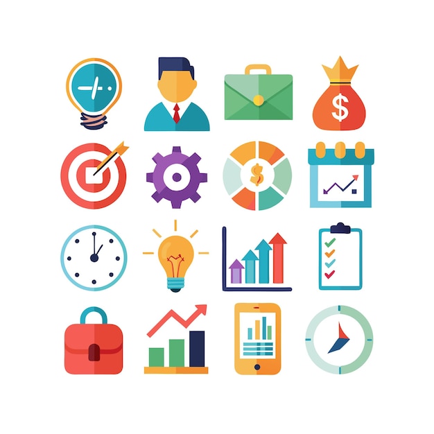 Colección de iconos de negocios y finanzas Ilustración vectorial para documentos, sitios web y aplicaciones