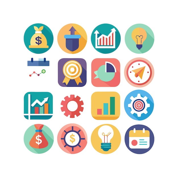 Colección de iconos de negocios y finanzas Ilustración vectorial para documentos, sitios web y aplicaciones