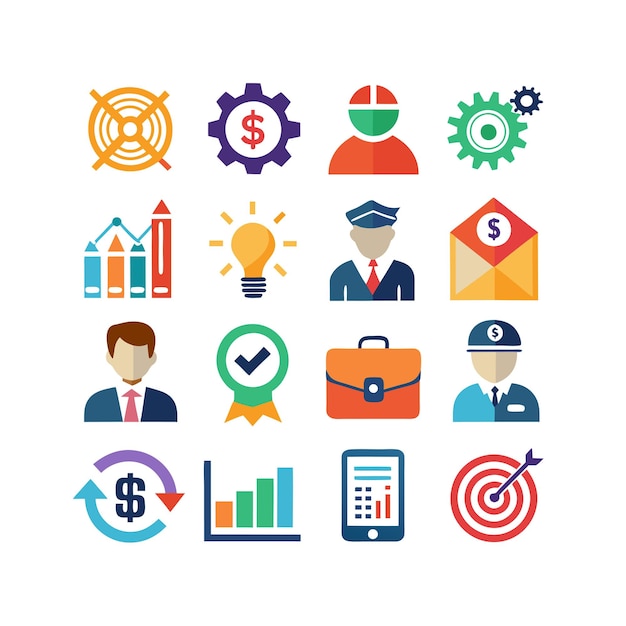 Colección de iconos de negocios y finanzas Ilustración vectorial para documentos, sitios web y aplicaciones