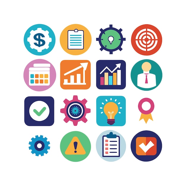 Colección de iconos de negocios y finanzas Ilustración vectorial para documentos, sitios web y aplicaciones