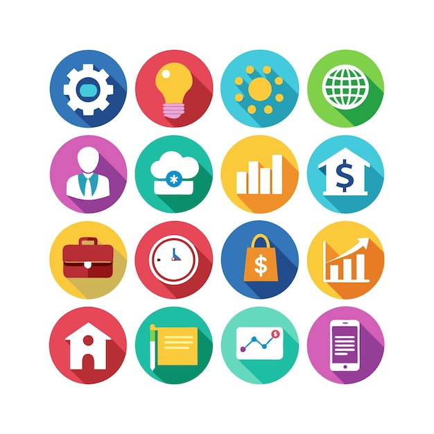 Colección de iconos de negocios y finanzas Ilustración vectorial para documentos, sitios web y aplicaciones