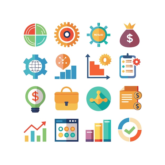 Colección de iconos de negocios y finanzas Ilustración vectorial para documentos, sitios web y aplicaciones