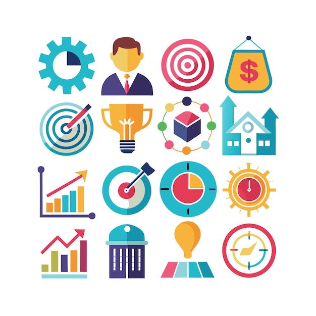 Colección de iconos de negocios y finanzas Ilustración vectorial para documentos, sitios web y aplicaciones