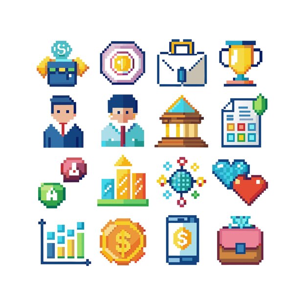 Colección de iconos de negocios y finanzas Ilustración vectorial para documentos, sitios web y aplicaciones