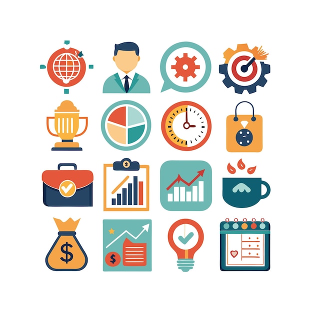 Colección de iconos de negocios y finanzas Ilustración vectorial para documentos, sitios web y aplicaciones