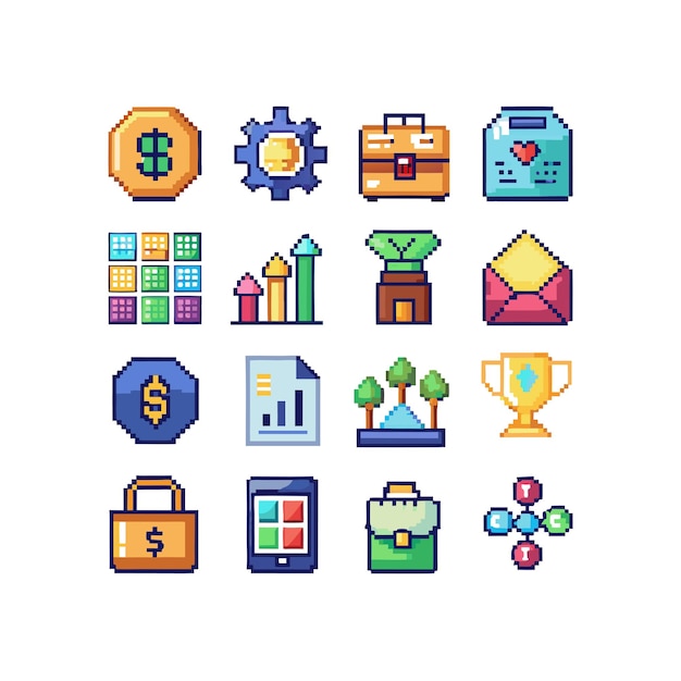 Colección de iconos de negocios y finanzas Ilustración vectorial para documentos, sitios web y aplicaciones
