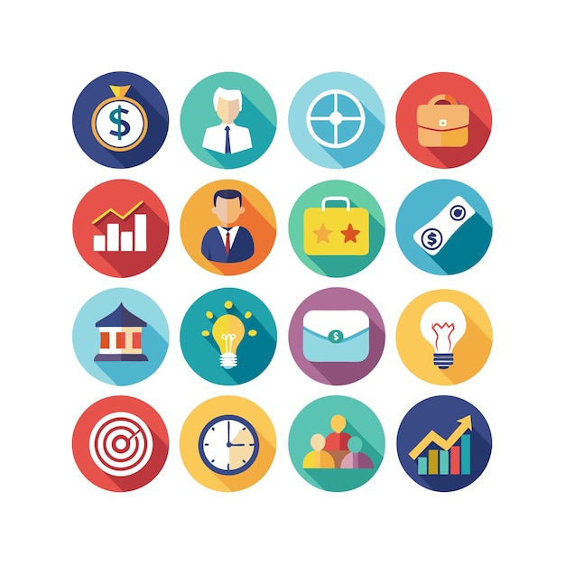 Colección de iconos de negocios y finanzas Ilustración vectorial para documentos, sitios web y aplicaciones