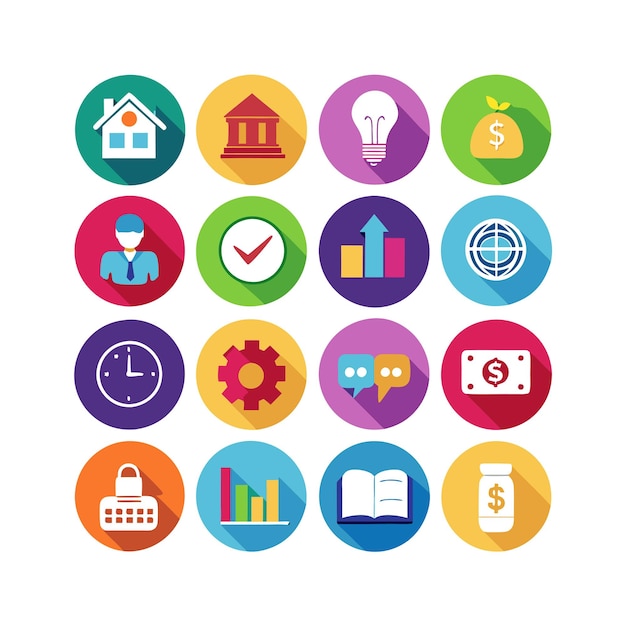 Colección de iconos de negocios y finanzas Ilustración vectorial para documentos, sitios web y aplicaciones