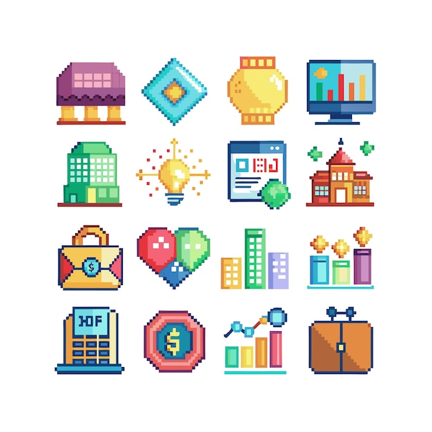 Colección de iconos de negocios y finanzas Ilustración vectorial para documentos, sitios web y aplicaciones