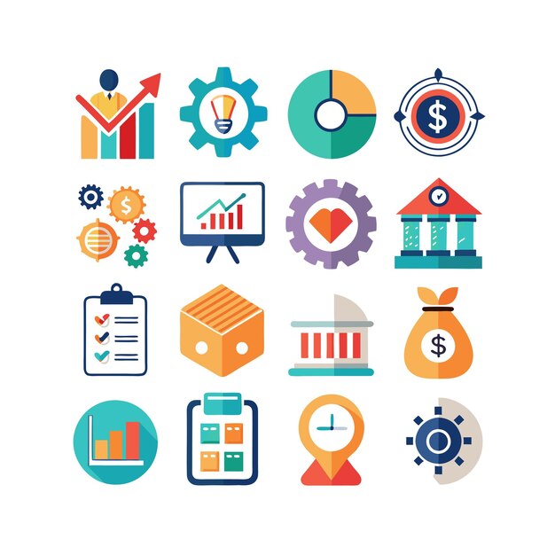 Colección de iconos de negocios y finanzas Ilustración vectorial para documentos, sitios web y aplicaciones