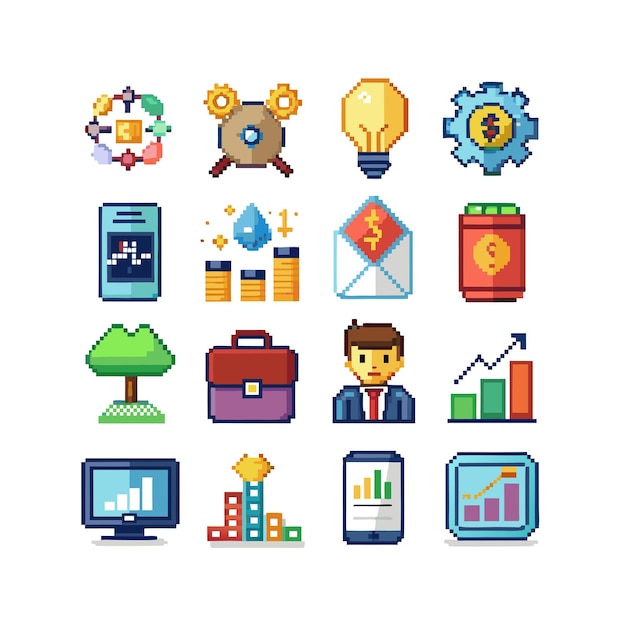 Colección de iconos de negocios y finanzas Ilustración vectorial para documentos, sitios web y aplicaciones