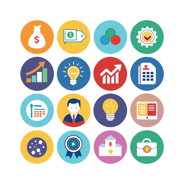 Colección de iconos de negocios y finanzas Ilustración vectorial para documentos, sitios web y aplicaciones