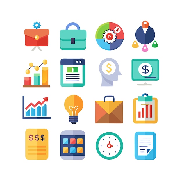 Colección de iconos de negocios y finanzas Ilustración vectorial para documentos, sitios web y aplicaciones