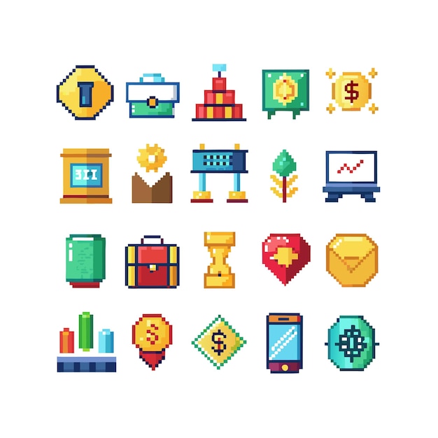 Colección de iconos de negocios y finanzas Ilustración vectorial para documentos, sitios web y aplicaciones